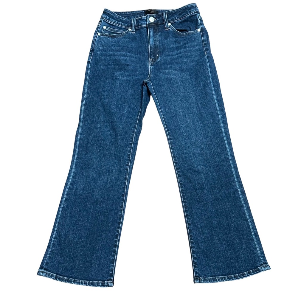 Quince Stretch High Rise Kick Flare Jeans Dark Wash Size 27 Organic Cotton Denim
